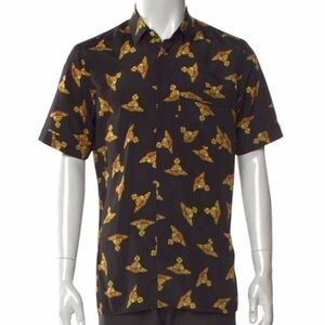 Vivienne Westwood Black Short-Sleeve Shirt with Yellow Orb Motif